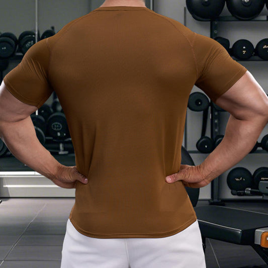 Gym Men Workout Shirt Round Neck Casual Dry Fit Active Shirts Fitness Sport Clothes for Men T Shirt