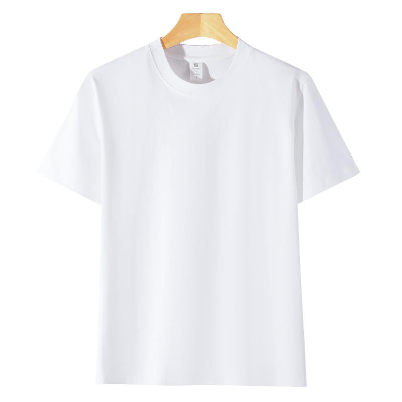 HEALY Men's 230g Cotton Knitted Short-sleeved Summer Fashion Brand Clothing Base White T-shirt, Couple's Style T-shirt