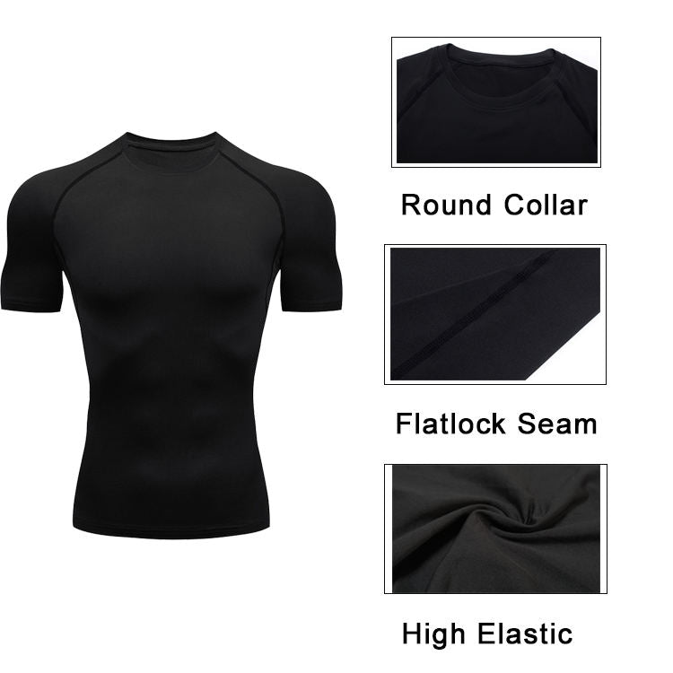 Wholesale High Quality Men's Short Sleeve Sport Compression Top Cool Dry Workout T-Shirt Compression Shirt
