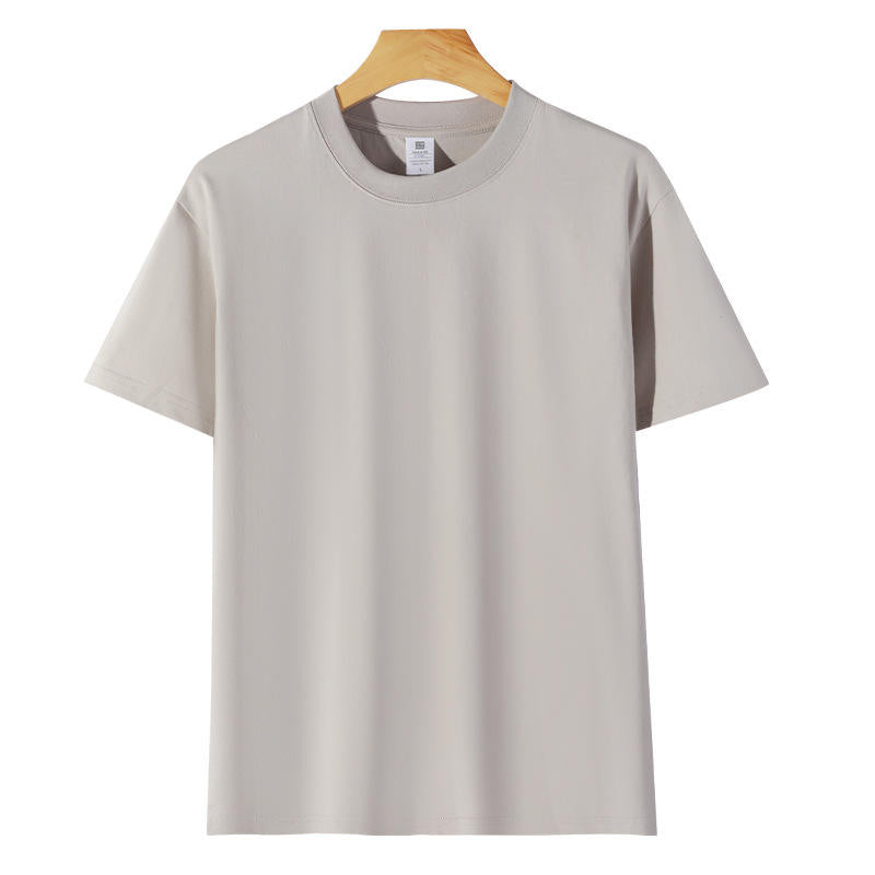 HEALY Men's 230g Cotton Knitted Short-sleeved Summer Fashion Brand Clothing Base White T-shirt, Couple's Style T-shirt