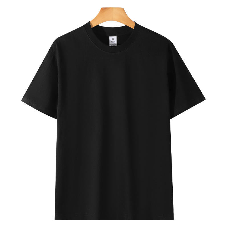 HEALY Men's 230g Cotton Knitted Short-sleeved Summer Fashion Brand Clothing Base White T-shirt, Couple's Style T-shirt