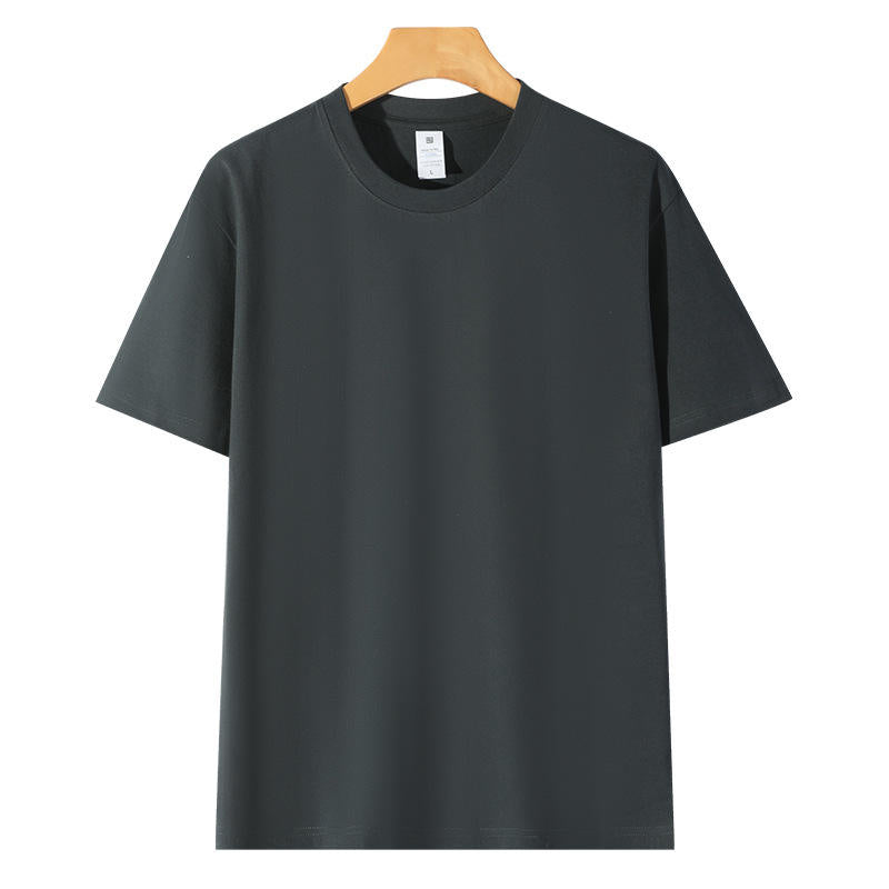 HEALY Men's 230g Cotton Knitted Short-sleeved Summer Fashion Brand Clothing Base White T-shirt, Couple's Style T-shirt