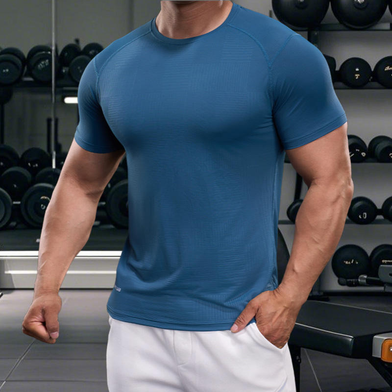 Gym Men Workout Shirt Round Neck Casual Dry Fit Active Shirts Fitness Sport Clothes for Men T Shirt